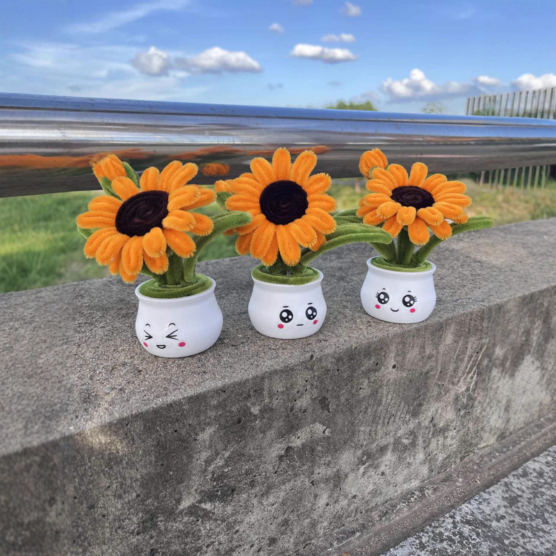 教师节向日葵小盆栽扭扭棒材料包 手工diy团建活动制作儿童幼儿园|undefined