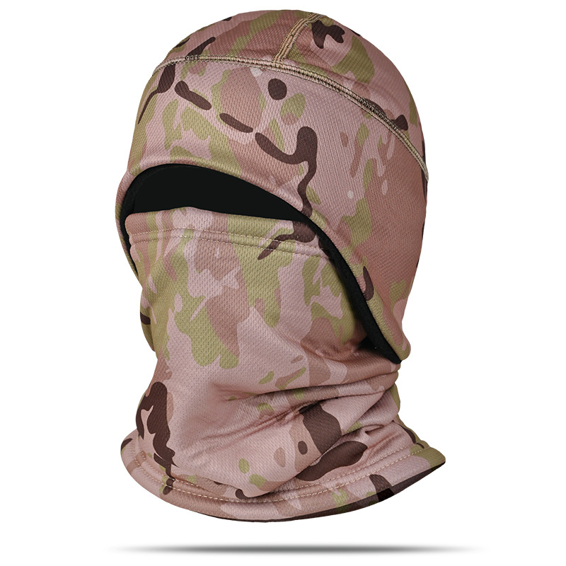Sombrero cálido de invierno orejeras forradas de lana a prueba de frío Camuflaje a prueba de viento bufanda de esquí táctica engrosada máscara de equitación