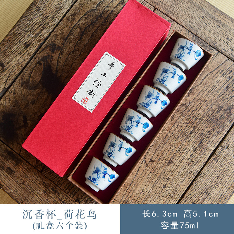 Pintado a mano kung fu taza de té taza principal de loto taza única taza de té de la vendimia juego de té de cerámica taza de té de un solo tazón de té
