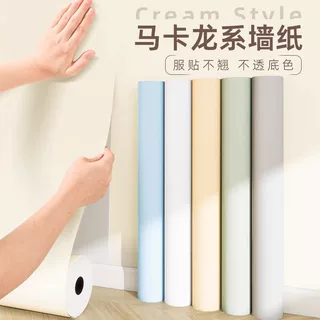 批发PVC纯色墙纸自粘卧室高级感鞋柜墙纸卧室防潮装饰马卡龙墙贴