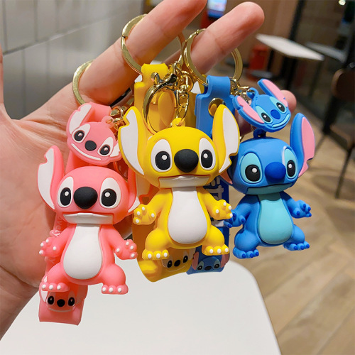 Cartoon cute Stitch keychain soft plastic personalized doll car bag pendant buckle pendant small gift wholesale