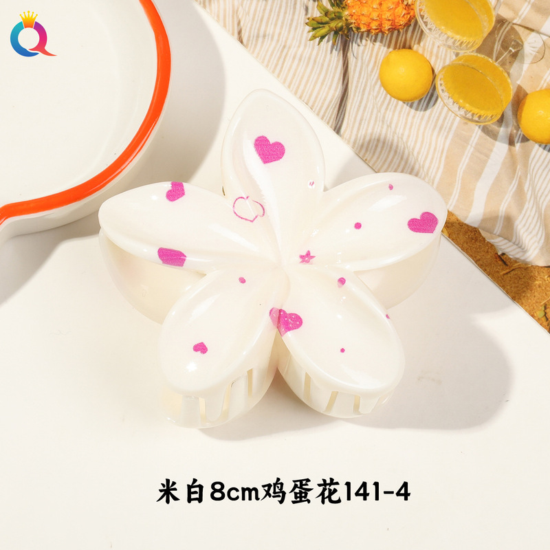 Qiyue クロスボーダー UV プリントフルーツクリップ韓国スタイルの高級エッグフラワー後頭部ヘアピン気質サメクリップ|undefined