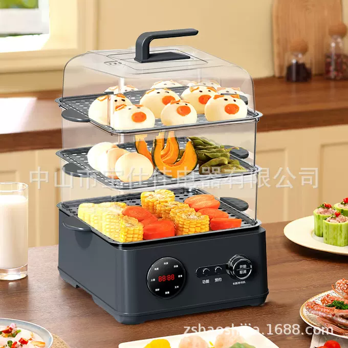 源头工厂新款多功能蒸煮一体锅电蒸锅火锅不粘锅OEM订制价优