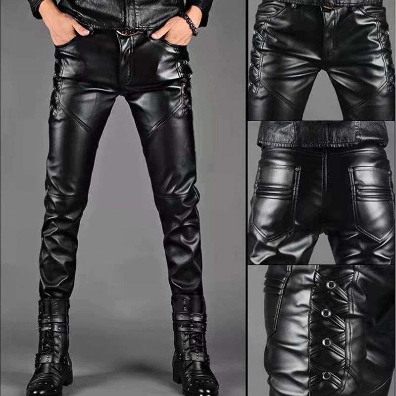 Polyurethane windproof tight trousers for men, stylish, durable, and comfortable fit in black