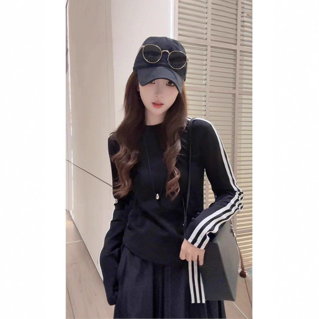 Spring and Autumn Design Slim Round Neck Long Sleeve T-Shirt for Women Fashionable American Sweet Hot Girl Easiest for Match Slim Casual Commuting Top