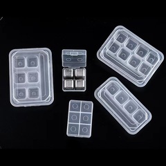 Stainless steel ice cube tray, transparent PP plastic storage box, whiskey ice wine stone anti-freeze lid storage box