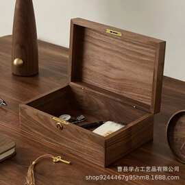 创意桌面化妆品储物盒胡桃木复古杂物收纳盒珠宝首饰整理木盒