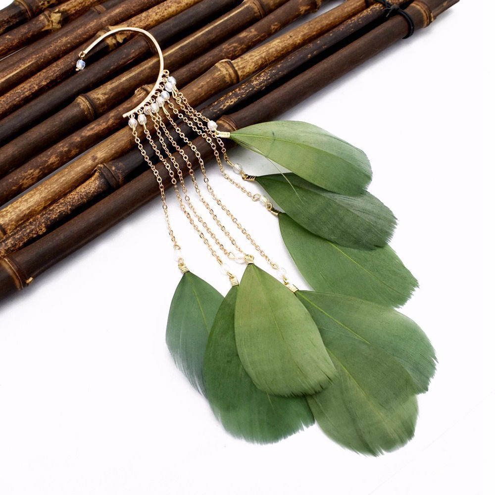 Bohemian Long Feather Tassel Earrings For Women Exaggerated Style_voghion.com