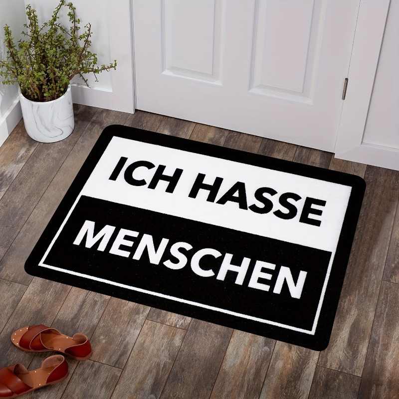 Cross-Border Digital Media Black and White Striped Flannel Floor Mat Washable Entrance Carpet Bathroom Home Decoration