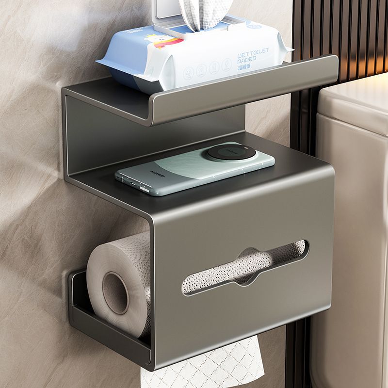 Three-Layer Bathroom Tissue Box Punch-Free Toilet Storage Rack Wall-Mounted Paper Towel Placement Box Bathroom Roll Paper Holder