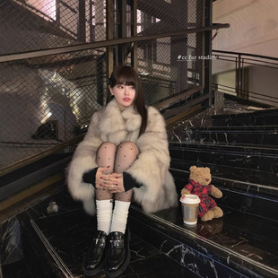 Glitter Girl Faux Fox Fur Eco-Friendly Fur Coat Women's Winter High-Grade Young Fur One-piece Coat New Style