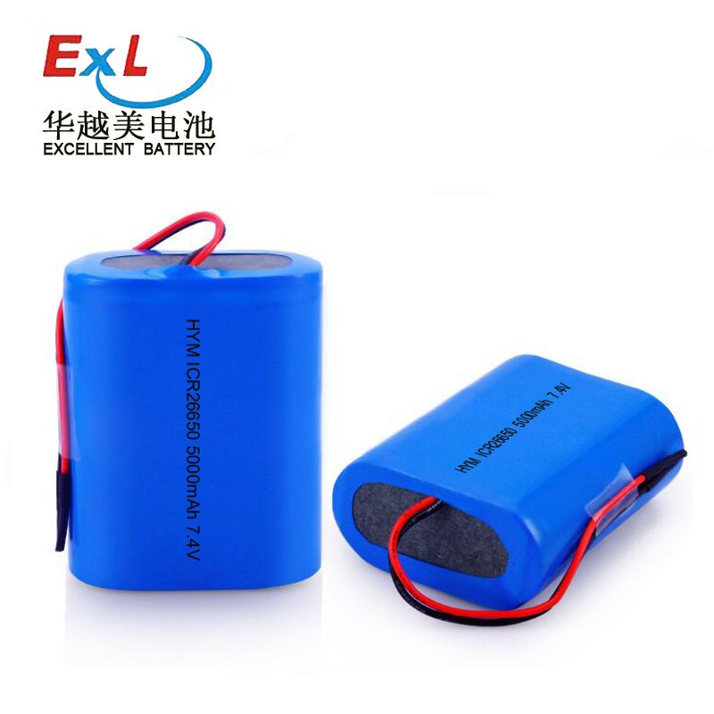 Hua Yue Mei 26650 삼원 리튬 배터리 7.4v 피트 용량 5000 mA 스마트 도어 잠금 리튬 배터리 내구성