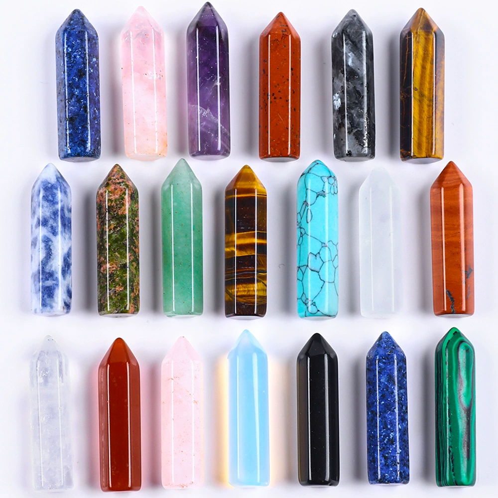 Фабрика прямых продаж натуральный камень кристалл с одним заостренным шестиугольным столбом голый камень энергии камень 32mm духовный маятник комплект подвески украшения