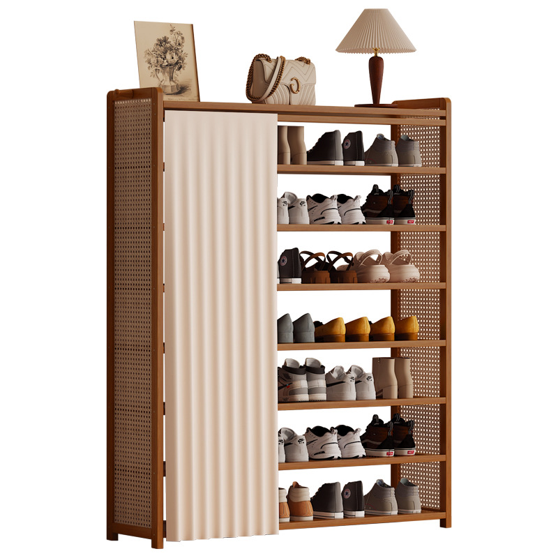 Estante de zapatos dormitorio pequeño multicapa a prueba de polvo puerta de entrada de muebles de alquiler de casas de alquiler de artículos de acabado estante de almacenamiento gabinete de zapatos