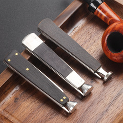 Ebony pipe tobacco knife press rod multi-functional needle scraper accessories stainless steel three-in-one pipe tools wholesale