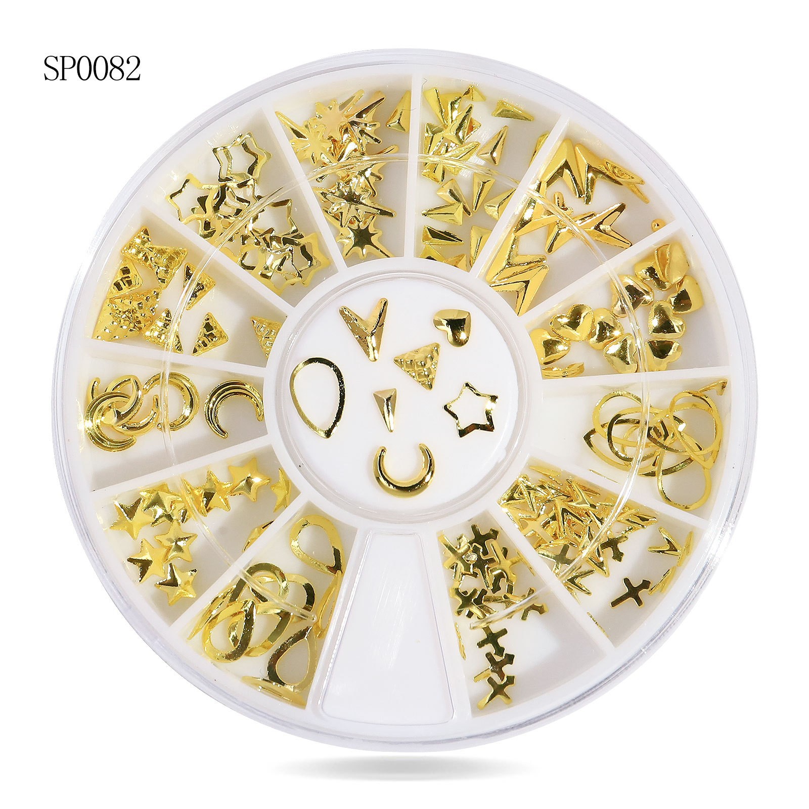 Joyería de uñas transfronteriza de uñas de aleación de color mágico plano Diamante de forma especial blanco AB rhinestone joyería 12 rejilla giratoria al por mayor