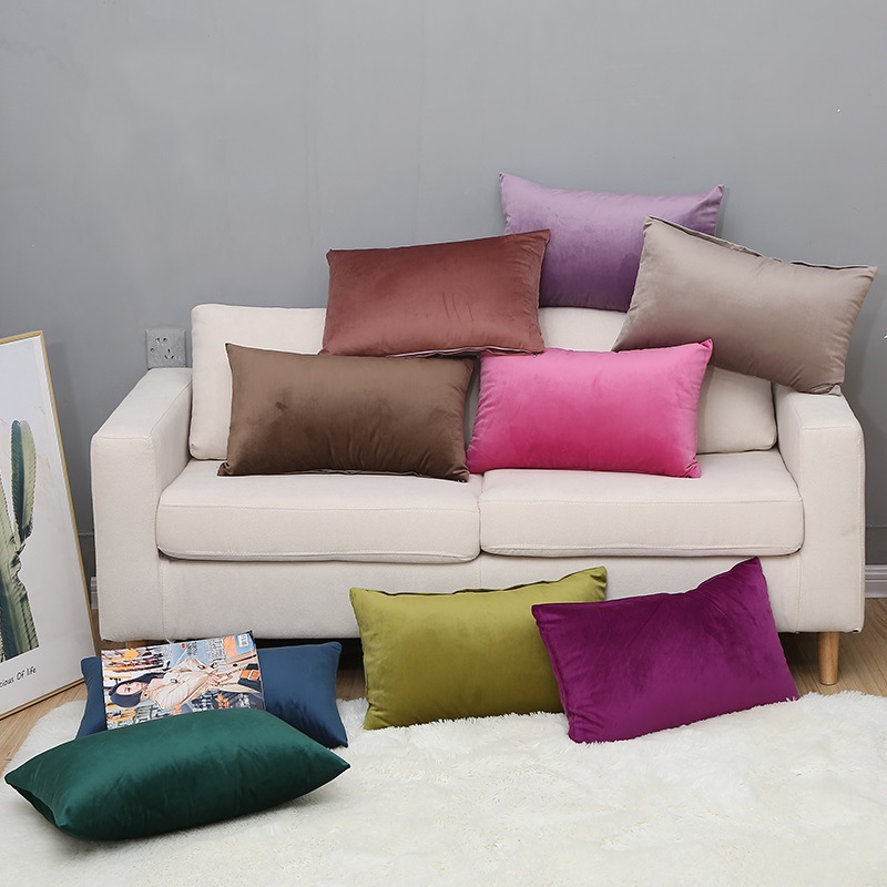 Scandinavian Velvet Pillow Cover Sofa Rectangular Back Cushion Cushion Cover Long Large Pillow Living Room Waist Pillow Cushion