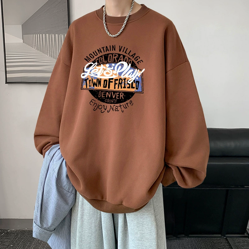 Фабрика прямых продаж свитер для мужчин и женщин 2023 новый американский ретро с круглым вырезом осенняя пара футболка с длинными рукавами