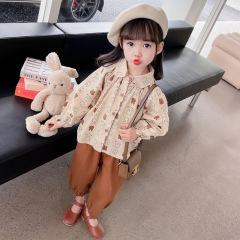 女童春秋季2025新款秋装套装洋气衬衫裤子宝宝休闲春秋两件套时尚