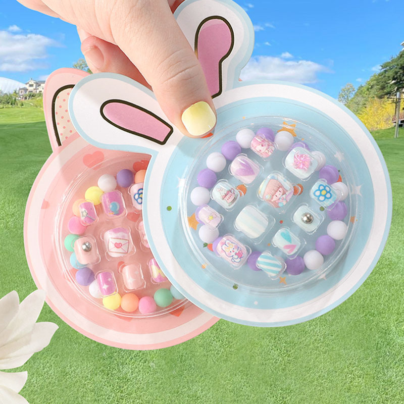 Children's nail patch girl nail sticker nail piece self-adhesive jelly glue fake nail finished nail piece cartoon wear nail