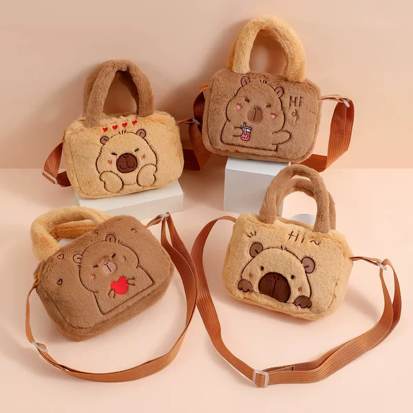 New Kapibala Capybara Shoulder Bag Cartoon Cute Children Crossbody Handbag Portable Storage Bag Small Square Bag