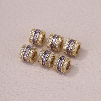 18K gold inlaid zircon: Zərgərlik ara hissələri - no-6-18k-purple-zircon