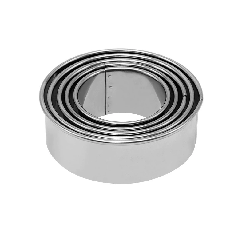 Factory spot stainless steel round biscuits five -piece round dumpling leather cutting home baking tool