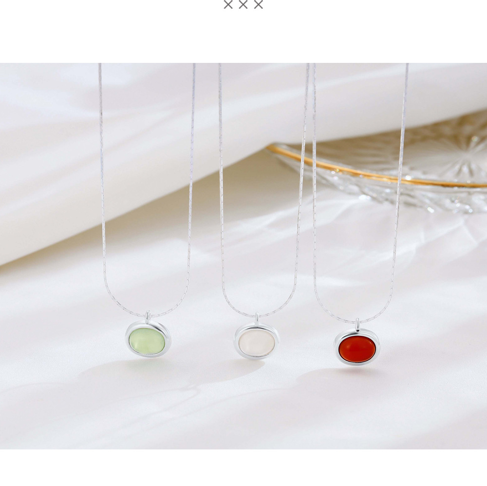 Ig Style Simple Style Round Sterling Silver Artificial Gemstones Pendant Necklace In Bulk display picture 1