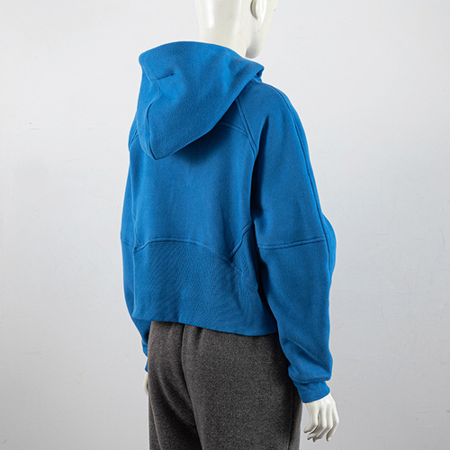 Cross-border scuba oversized half-zip hooded sweatshirt women winter short coat loose casual yoga