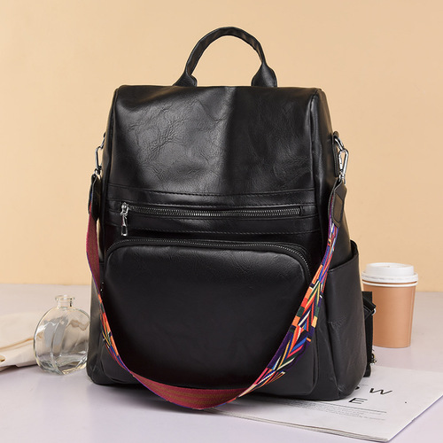 PU soft leather texture backpack large capacity cross-border new women's bag anti-theft simple travel bag light casual school bag