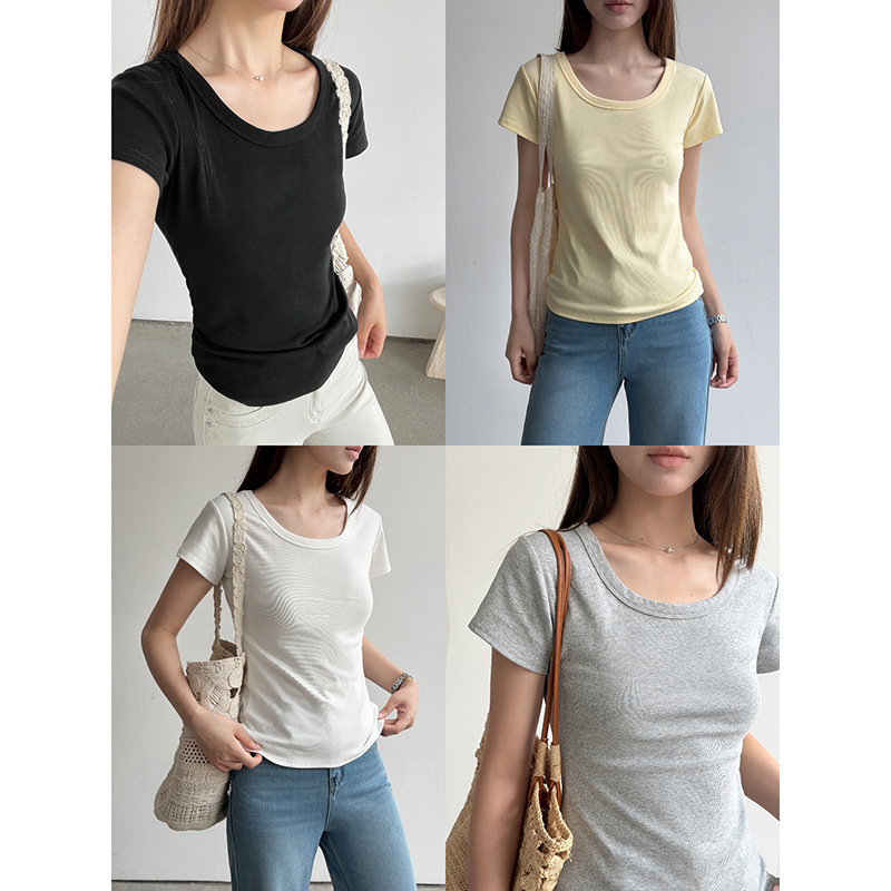 【Geming】Korean-Style Slim-Fit T-Shirt for Women, Guangzhou Shisanxing, New Summer Style Inner Wear Base Shirt for Women Sn089 【Geming】Korean-Style Slim-Fit T-Shirt for Women, Guangzhou Shisanxing, New Summer Style Inner Wear Base Shirt for Women Sn089