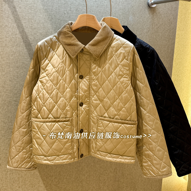 Shenzhen Nanyou High Version B Brand Quilted Corduroy Lapel Cotton Jacket for Women, New Classic Winter Coat for 2025
