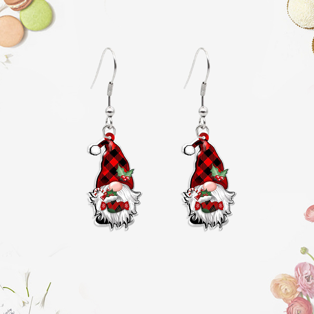 Cute Christmas Tree Santa Claus Letter Stainless Steel Epoxy Drop Earrings 1 Pair