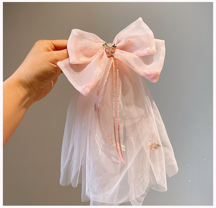 Kid'S Sweet Bow Knot Gauze Hair Clip display picture 4