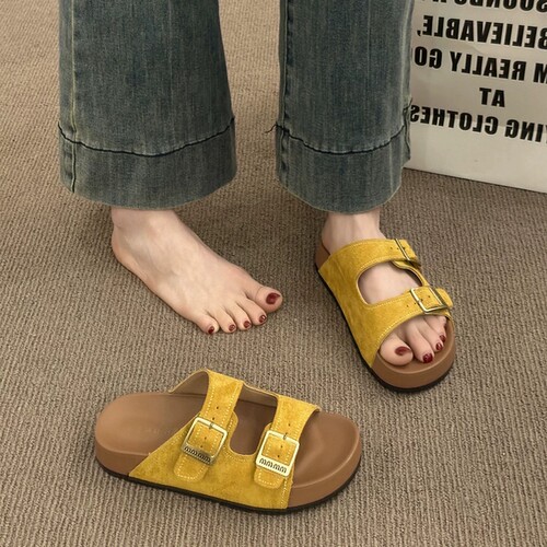 Platform sandals with platform soles for women's summer outer wear ins trend 2026 new style retro skirt height-increasing Birken sandals