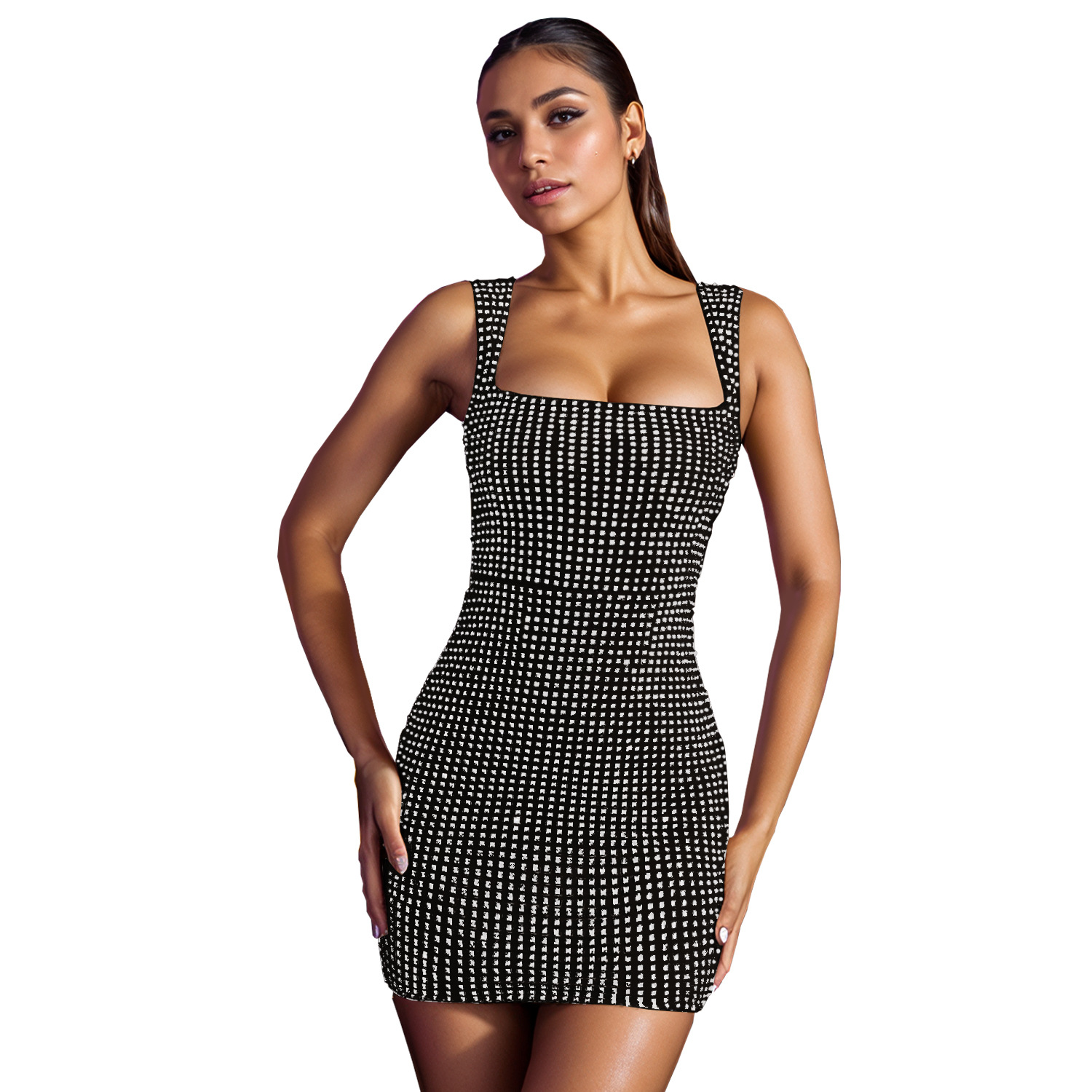 C7109 Aliexpress transfronterizo Amazon Europa y América de moda de mujer perforación caliente cabdajo sexy vestido de fiesta delgado