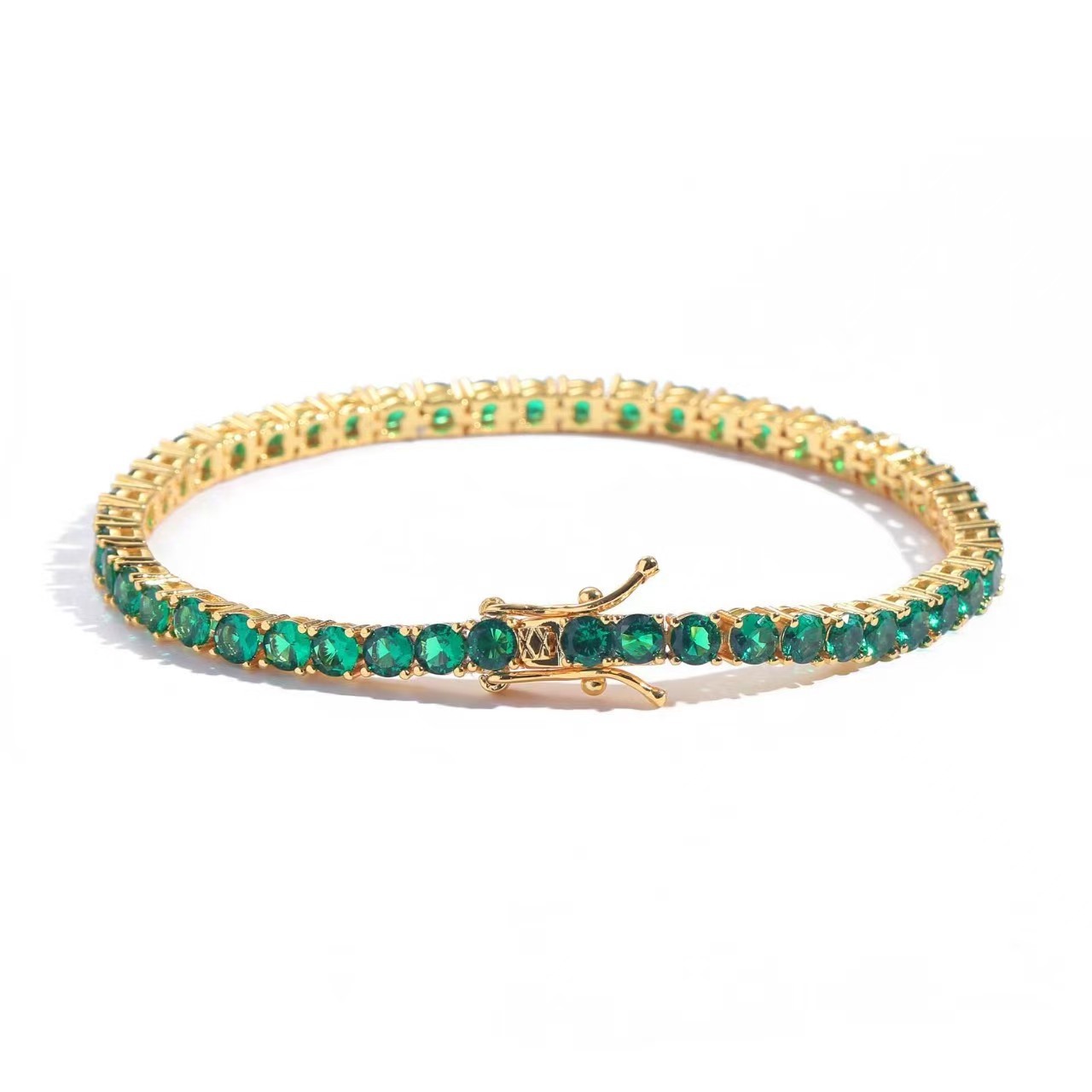 Green diamond gold 4mm / 6inch bracelet (about 16cm long)