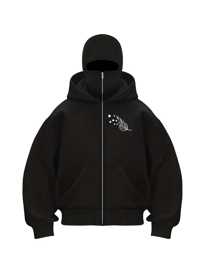 Women's Clothing Unisex Autumn/Winter Ins Style Hooded Sweatshirt Zipper Fleece Lined Double Hood Couple Jacket Print_ecoleips.com