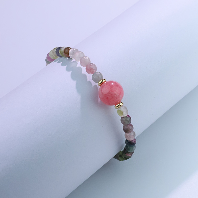 Pulseras elásticas de cristal de tormalina natural hechas a mano de nicho nuevo nuevo estilo chino pulseras de alto nivel de estilo chino joyería de mano