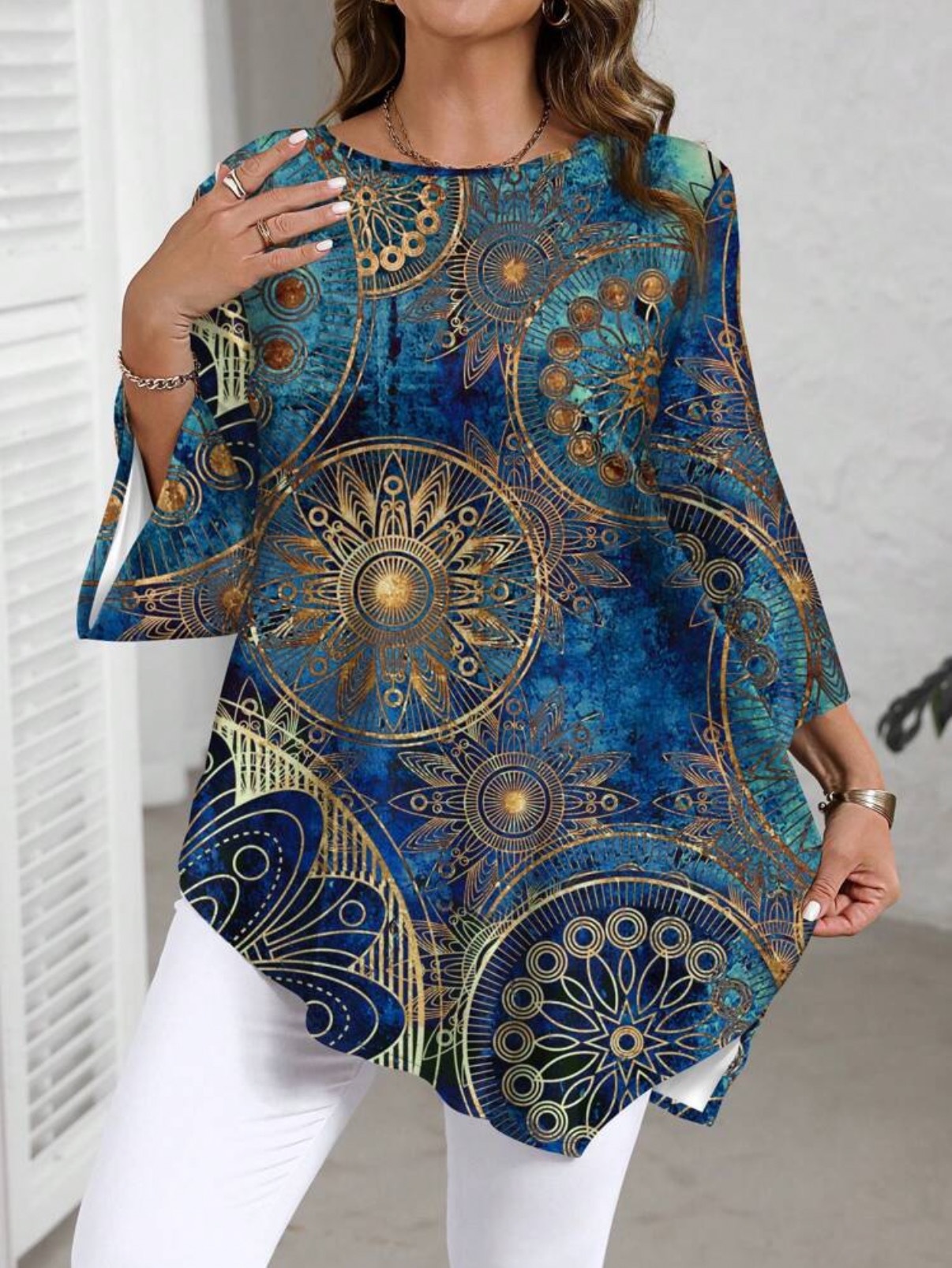 2026 nueva camiseta de damas de tamaño grande impresión universal blusa de cuello redondo multicolor opcional image 6
