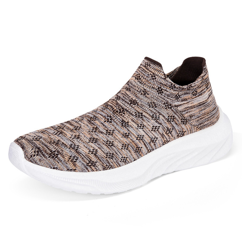 Couple's Sports Shoes Cross-Border Large Size Hollow Lightweight Fly-Knit Shoes Lazy Slip-On Casual Mesh Shoes Breathable Shoes