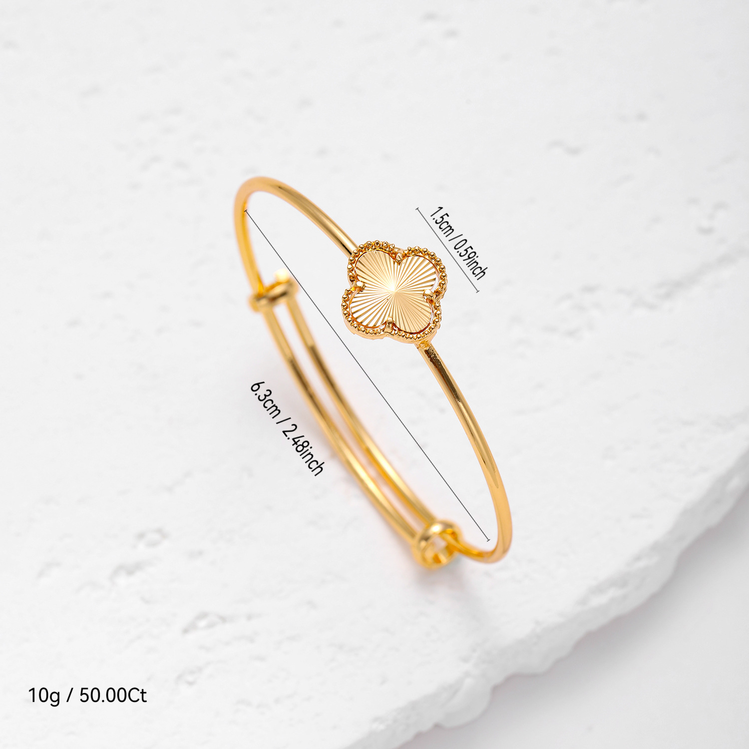 Brazalete de cuatro hojas pulsera de cobre chapado en oro flor de moda multifuncional anillo de plata ajustable fabricantes al por mayor inventario