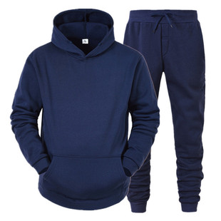 Factory Direct Supply Amazon Wish Hoodie Set Light Board Pure Color Sweatshirt Sports 2-Piece Set Autumn and Winter Fleece