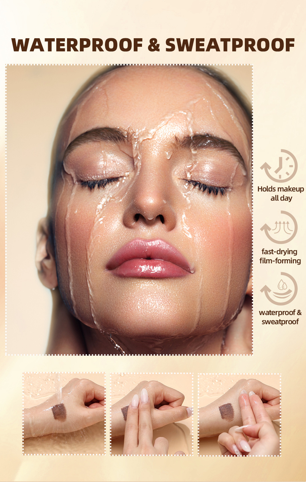 carina QIBEST 3D Dense Liquid, schnell trocknende Augenbrauen-Färbecreme, hält Make-up, wasserfest, schwach, entfernt kein Make-up_voghion.com