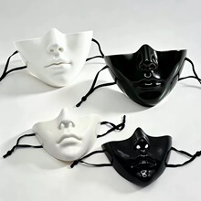 网红时尚半脸面具仿生cosplay万圣节赛博朋克机械科技感 fakeface