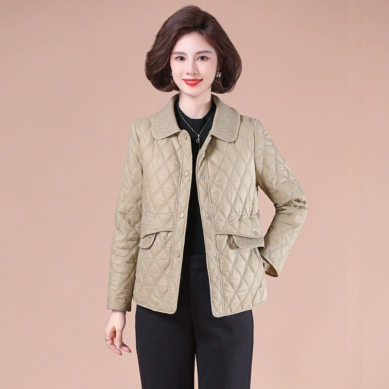 Осенний хлопковый укороченный пальто для женщин 40-50 лет, осенне-зимняя верхняя одежда для женщин среднего возраста, хлопковое пальто с объемной вышивкой