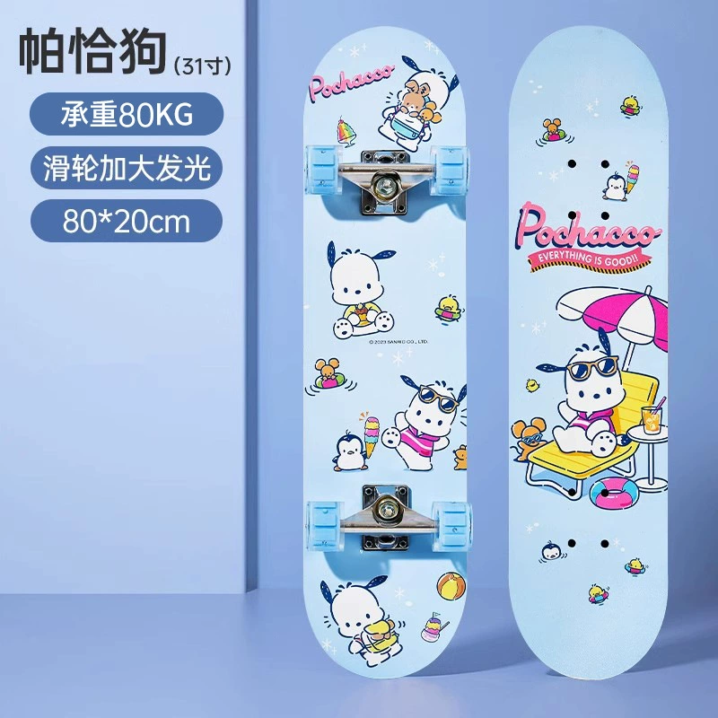 Sanrio, детский скейтборд, профессиональный самокат для начинающих на четырех колесах, игрушка с двумя изогнутыми концами, 12 лет