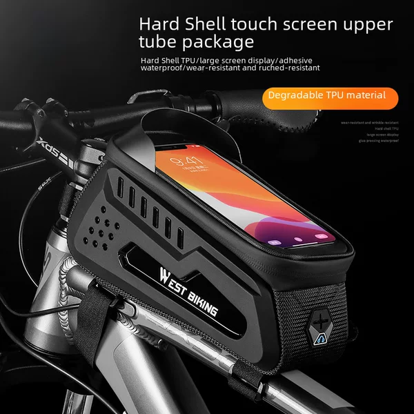 West Biking Bicycle Front Bag Tpu Hard Shell Cycling Mobile Phone Upper Tube Bag 2L Front Beam Packaging Equipment