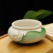 ⇜家用佛堂供具佛菩萨陶瓷彩绘浮雕莲花香炉供盘供水杯花瓶烛台整