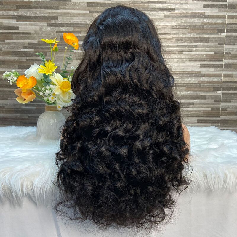 Fumilooselacewigs Front Lace Wig 300 No Rubber Head Cover Lace Real Human Hair Cross-border New Product
